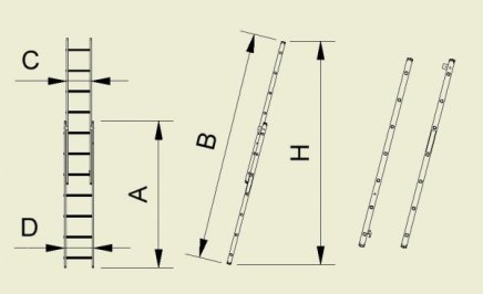 Drabina rozsuwana dwuczęściowa Forte - szerokość 412 mm (7 modeli) - 2