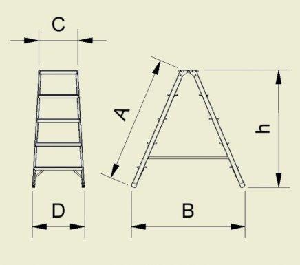 Drabina aluminiowa 5-stopniowa Eurostyle 925 - 2