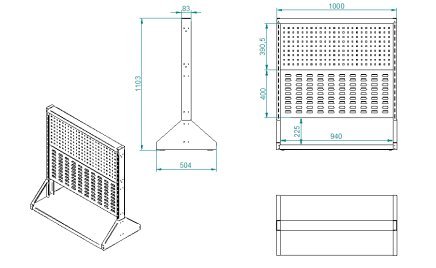 Stojak perforowany dwustronny na 4 panele PSZ 21 A S1 - 5