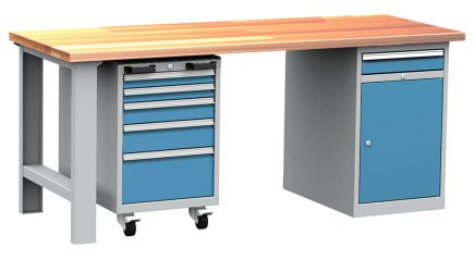 Stół warsztatowy z kontenerkami Kovos, zestaw DPS 207 - 2