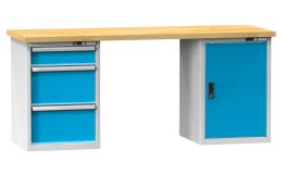 Stoły warsztatowe serii L, szerokość 2500, głębokość 700 lub 800, wysokość 880 lub 890 mm (6 modeli)