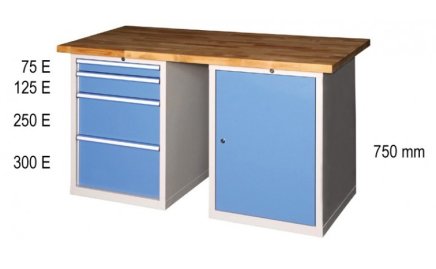 Stoły warsztatowe serii M, szerokość 2500, głębokość 700 lub 800, wysokość 880 lub 890 mm (6 modeli) - 2
