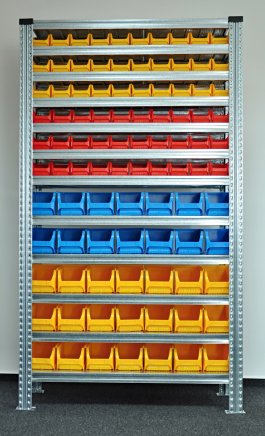 Regał metalowy z plastikowymi pojemnikami 1972 x 1124 x 330 mm 877851009_VAR_7 - 1