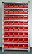 Bezśrubowy regał półkowy 1972 x 1124 x 410 mm z plastikowymi pojemnikami 877851017_VAR_3