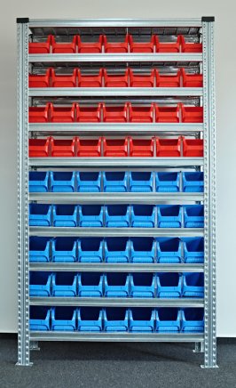 Regał metalowy z plastikowymi pojemnikami 1972 x 1124 x 330 mm 877851018_VAR_4 - 1