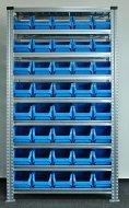 Bezśrubowy regał półkowy 1972 x 1124 x 410 mm z plastikowymi pojemnikami 877851017_VAR_2
