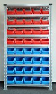 Bezśrubowy regał półkowy 1972 x 1124 x 410 mm z plastikowymi pojemnikami 877851017_VAR_6