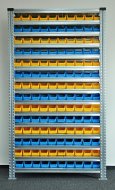 Bezśrubowy regał półkowy 1972 x 1124 x 330 mm z plastikowymi pojemnikami 877851019_VAR_4 - 1
