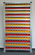 Bezśrubowy regał półkowy 1972 x 1124 x 330 mm z plastikowymi pojemnikami 877851019_VAR_5 - 1