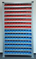Bezśrubowy regał półkowy 1972 x 1124 x 330 mm z plastikowymi pojemnikami 877851019_VAR_6