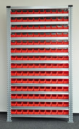 Bezśrubowy regał półkowy 1972 x 1124 x 330 mm z plastikowymi pojemnikami 877851019_VAR_3 - 3