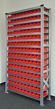 Bezśrubowy regał półkowy 1972 x 1124 x 330 mm z plastikowymi pojemnikami 877851019_VAR_3 - 4