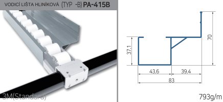 Aluminiowa prowadnica do toru rolkowego PA-415B - 1