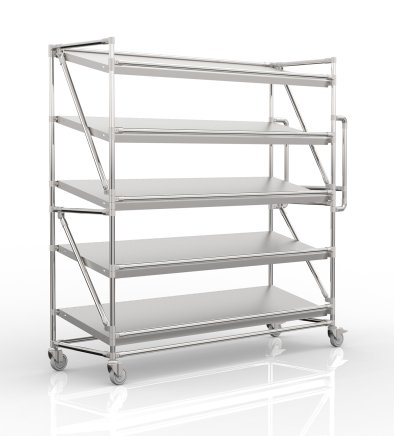 Wózek regałowy na skrzynki z półkami pochyłymi o szerokości 1700 mm, SP17040 (3 modele) - 4