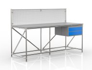 Stół warsztatowy z tablicą perforowaną o szerokości 2000 mm, 24040838 - 4
