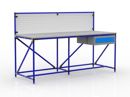 Stół warsztatowy z tablicą perforowaną o szerokości 2000 mm, 24040837 - 3