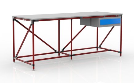 Stół warsztatowy z kontenerkiem z 1 szufladą o szerokości 2000 mm, 240405313 - 2