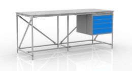 Stół warsztatowy z kontenerkiem i czterema szufladami, szerokość 2000 mm, 240405316