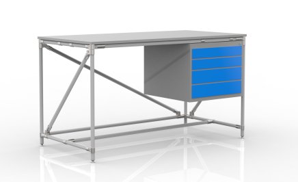 Stół warsztatowy z kontenerkiem i 4 szufladami, szerokość 1500 mm, 240405310 - 1