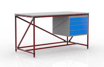 Stół warsztatowy z kontenerkiem i 4 szufladami, szerokość 1500 mm, 240405310 - 2