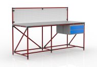 Stół warsztatowy z tablicą perforowaną o szerokości 2000 mm, 24040838 - 2