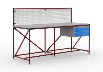Stół warsztatowy z tablicą perforowaną o szerokości 2000 mm, 24040838 - 2