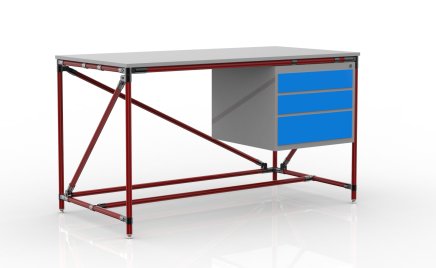 Stół warsztatowy z kontenerkiem z trzema szufladami szer. 1500 mm, 24040539 - 2