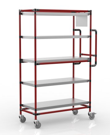 Wózek regałowy na skrzynki z pięcioma prostymi półkami, SPS10040 (2 modele) - 2