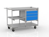 Wózek warsztatowy z półkami i szufladami wykonany na zamówienie z systemu rurowego 22082105 - 1