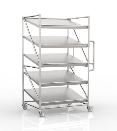 Wózek regałowy na skrzynki z półkami pochyłymi 1000 x 800 mm, SP10080 - 4