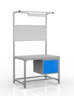Stół warsztatowy z profili aluminiowych, kontener z drzwiczkami (różne warianty)