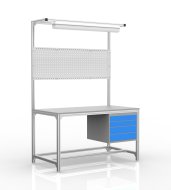 Stół warsztatowy z profili aluminiowych, 4 szuflady (różne warianty)