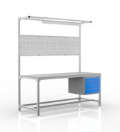 Stół warsztatowy z profili aluminiowych, 4 szuflady (różne warianty)