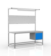 Stół warsztatowy z profili aluminiowych, kontener z drzwiczkami (różne warianty)