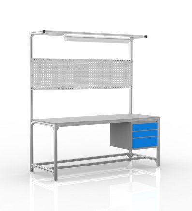 Stół warsztatowy z profili aluminiowych, 3 szuflady (różne warianty) - 1