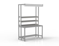 Stół warsztatowy z profili aluminiowych z ocynkowanymi półkami