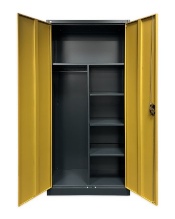 Szafa biurowa metalowa 1950 x 900 x 450 mm JF-C34 antracyt/imitacja ciemne drewno - 2