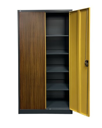 Szafa biurowa metalowa 1950 x 900 x 400 mm C01 antracyt/ciemne drewno - 2