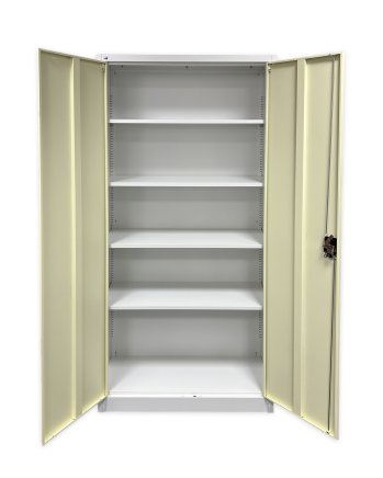 Szafa biurowa metalowa 1950 x 900 x 400 mm C01 biała / imitacja jasnego drewna - 2
