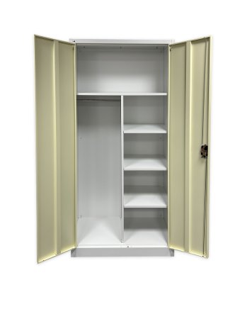 Szafa biurowa metalowa 1950 x 900 x 450 mm JF-C34 w kolorze białym z imitacją jasnego drewna - 2