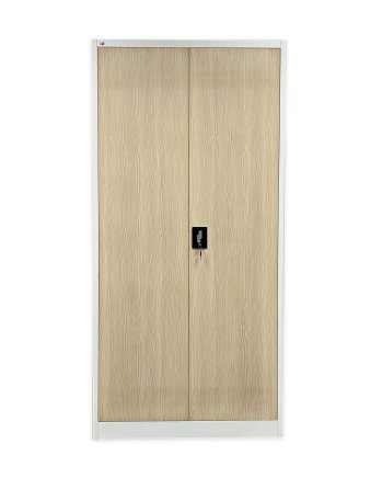 Szafa biurowa metalowa 1950 x 900 x 400 mm C01 biała / imitacja jasnego drewna - 1