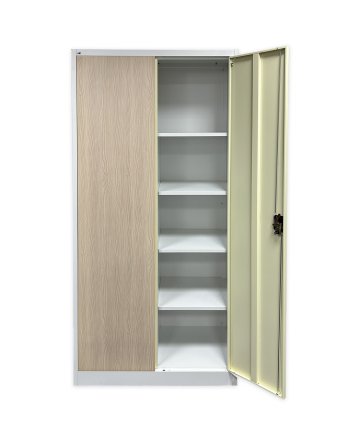 Szafa biurowa metalowa 1950 x 900 x 400 mm C01 biała / imitacja jasnego drewna - 3
