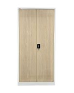 Szafa biurowa metalowa 1950 x 900 x 450 mm JF-C34 w kolorze białym z imitacją jasnego drewna