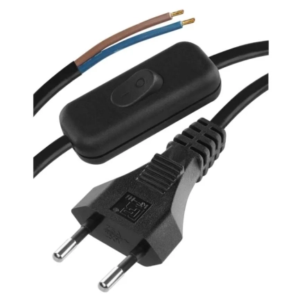 Kabel zasilający z wyłącznikiem 2 m (2×0,75 mm²) – czarny - 1