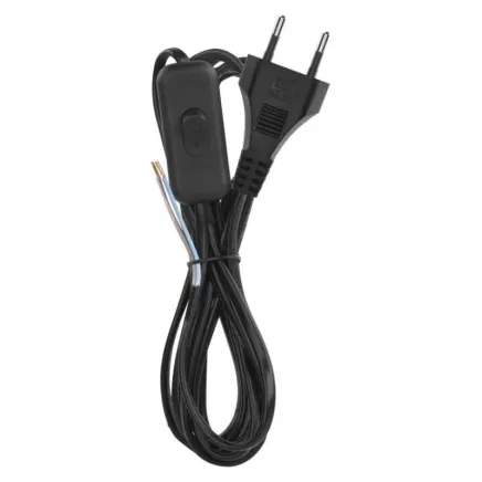 Kabel zasilający z wyłącznikiem 2 m (2×0,75 mm²) – czarny - 2