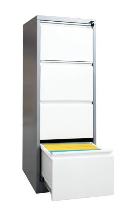 Metalowa szafa kartotekowa 4 szuflady - HD szaro-biały - 1