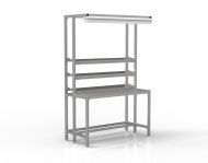 Stół warsztatowy z profili aluminiowych z ocynkowanymi półkami