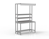 Stół warsztatowy z profili aluminiowych z ocynkowanymi półkami