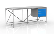 Stół warsztatowy z kontenerkiem i 3 szufladami szer. 2000 mm, 240405315