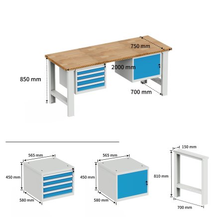 Stół warsztatowy z kontenerkami EN_2024D - 2